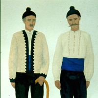 Costume masculin du vallon de Gilba reconstitué grâce à des témoignage soraux.